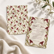 Vintage Burgundy Calla Lily Art Nouveau Wedding