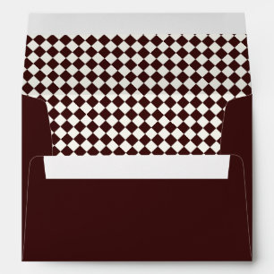 Vintage Burgundy Checkered Wedding Return Address Envelope