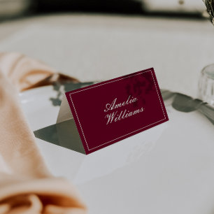 Vintage Burgundy Cream Old Money Fancy Wedding Table Number