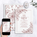 Vintage Burgundy Floral Line Art 60th Birthday Invitation<br><div class="desc">Celebrate a milestone in style with our Vintage Burgundy Floral Line Art 60th Birthday Invitation. From its hand lettered calligraphy to the vintage line art corner arrangements in elegant burgundy, this invitation sets the tone for your special day. With the matching floral pattern on the back of each card, everyone...</div>