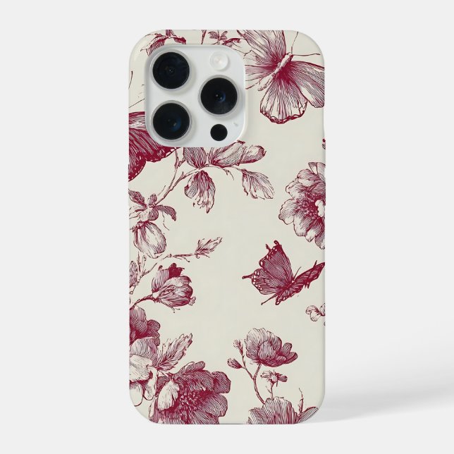 Vintage Burgundy Floral Phone Case (Back)