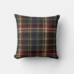 Vintage Burgundy Forest Tartan Heritage Plaid Cushion