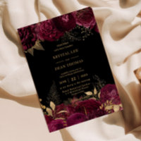 Vintage Burgundy Gold Floral Roses Wedding