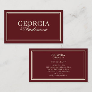 Vintage Burgundy & Ivory Retro Deep Red Business Card