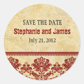 Vintage Burgundy Lace Wedding Sticker