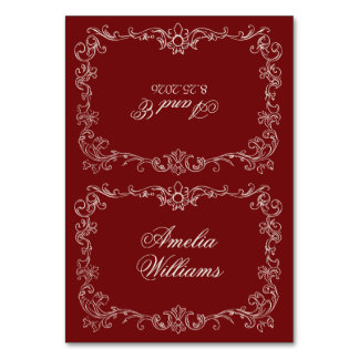 Vintage Burgundy Old Money Wedding Place Cards