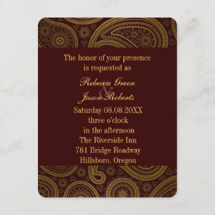 vintage burgundy pattern paisley western wedding invitation
