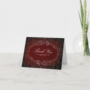 Vintage Burgundy Red and Gold Wedding Thank You Card