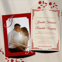 Vintage Burgundy Red Ivory Opera Photo Wedding