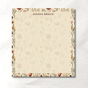 Vintage Burgundy Wildflower Chic Notepad