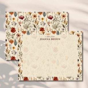 Vintage Burgundy Wildflower Stationery Note Card