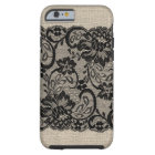 Vintage Burlap & Black Lace iPhone 6 case
