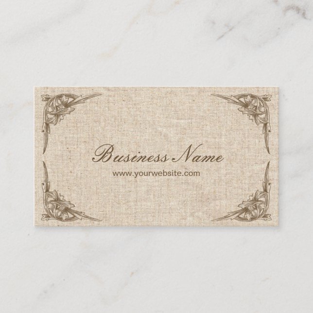Vintage Burlap Personal Shopper Business Card (Front)