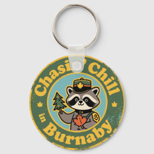 Vintage Burnaby BC Racoon Chill Key Ring