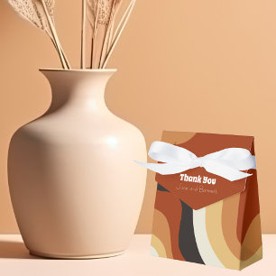 Vintage Burnt Orange 70s Abstract Fall Wedding Favour Box