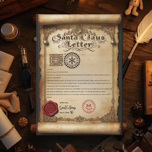 Vintage Burnt Parchment Santa Claus Letter  Invitation