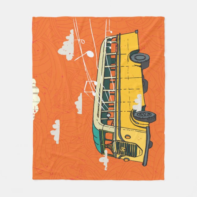 Vintage Bus: Clouds Texture Backdrop Fleece Blanket (Front)