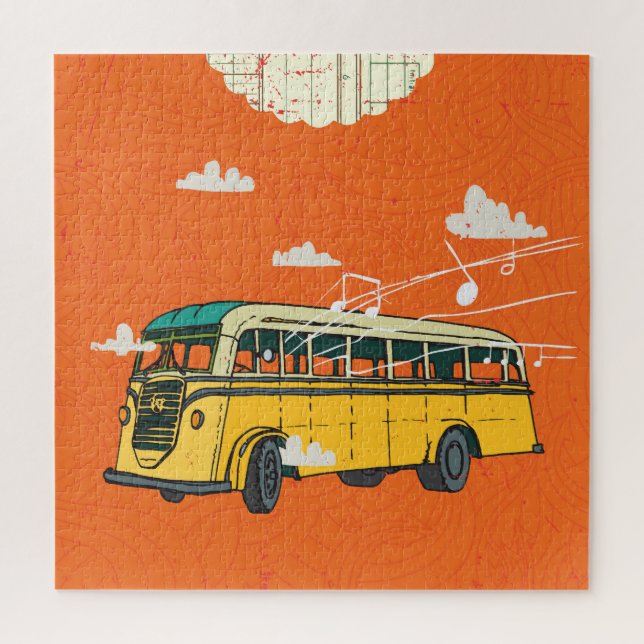 Vintage Bus: Clouds Texture Backdrop Jigsaw Puzzle (Vertical)