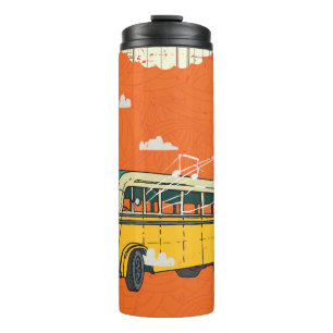 Vintage Bus: Clouds Texture Backdrop Thermal Tumbler