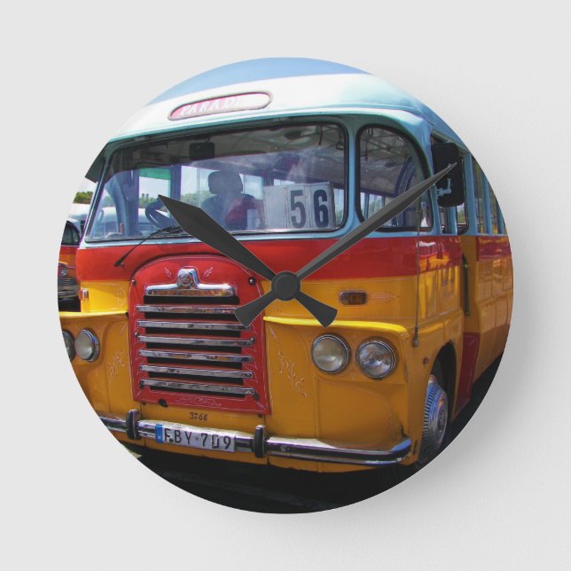 Vintage bus round clock (Front)
