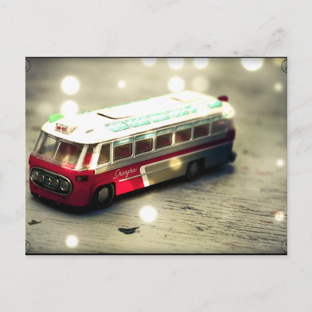 Vintage bus toy postcard (Front)