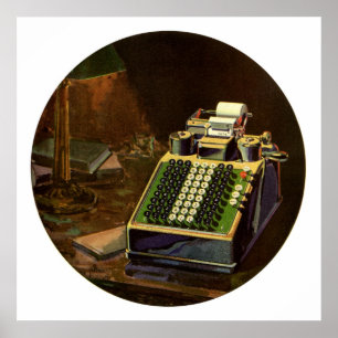 Vintage Business Accountant, Accounting Machine Poster