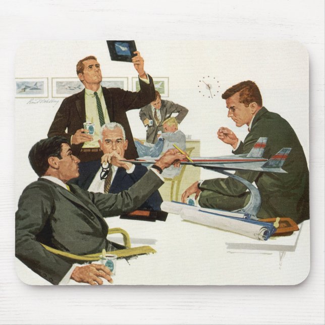 Vintage Business, Airline Executives Meeting Mouse Pad (Front)