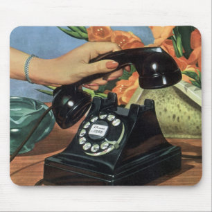 Vintage Business, Antique Phone with Rotary Dial Mouse Pad