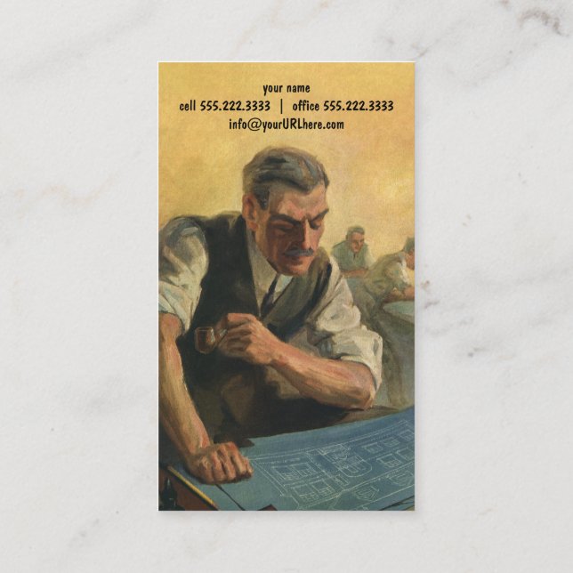 Vintage Business Architect and Building Blueprints Business Card (Back)