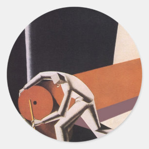 Vintage Business, Art Deco Fabrics and Textiles Classic Round Sticker