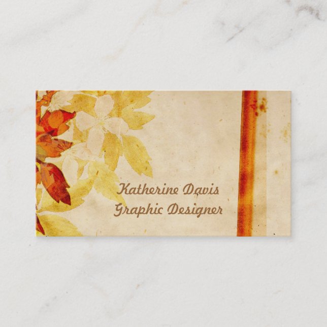 Vintage business card with flowers (Front)