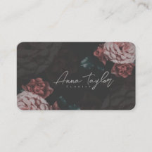 Vintage business card with pink roses