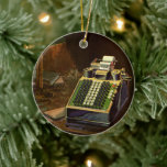 Vintage Business Comptometer Accounting Calculator Ceramic Tree Decoration<br><div class="desc">Vintage illustration business finance design featuring a comptometer. An old fashioned accounting machine or antique adding machine in an accountant's office on a desk. Includes a paper ribbon to keep track of the math calculations.</div>