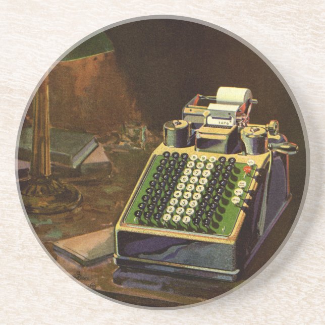 Vintage Business Comptometer Accounting Calculator Coaster (Front)
