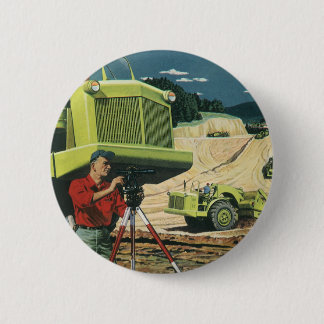 Vintage Business, Construction Site with Surveyor 6 Cm Round Badge