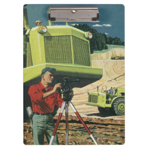 Vintage Business, Construction Site with Surveyor Clipboard