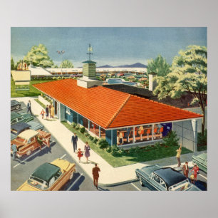Vintage Business, Customers at a Family Restaurant Poster