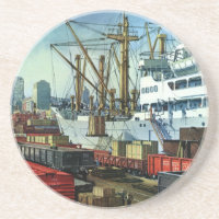 Vintage Business, Docked Cargo Ship Transportation