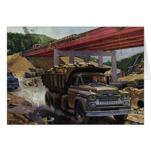 Vintage Business Dump Truck at a Construction Site