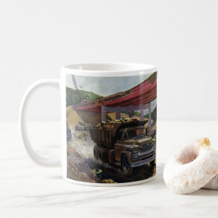Vintage Business Dump Truck at a Construction Site Coffee Mug