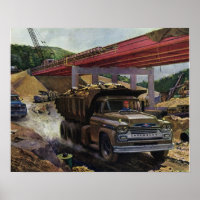 Vintage Business Dump Truck at a Construction Site