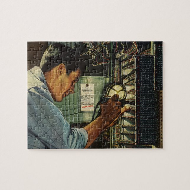 Vintage Business Electrician Circuit Breaker Panel Jigsaw Puzzle (Horizontal)