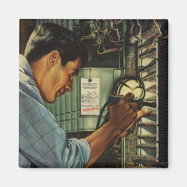 Vintage Business Electrician Circuit Breaker Panel Magnet (Front)