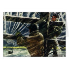 Vintage Business Electrician Working in Snow Storm