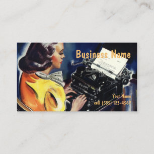 Vintage Business Executive Secretary Typing Letter Business Card