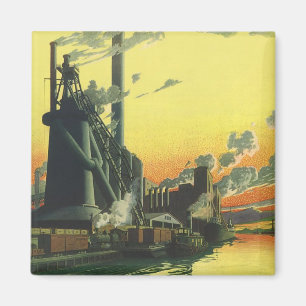 Vintage Business Factory, Manufacturing on a Dock Magnet