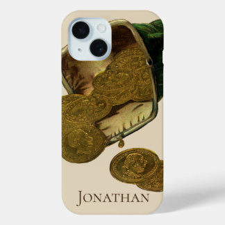 Vintage Business Finance, Gold Coin Money in Purse iPhone 15 Case