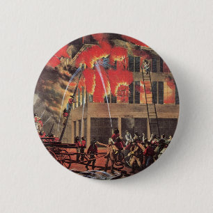 Vintage Business Firemen, Fire Fighters Fireman 6 Cm Round Badge