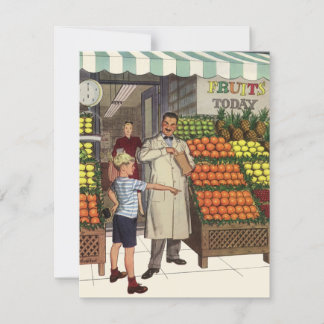 Vintage Business, Fruit Stand with Grocer and Boy