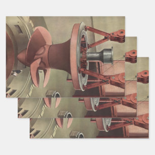 Vintage Business, Giant Water Turbine Energy Wrapping Paper Sheet